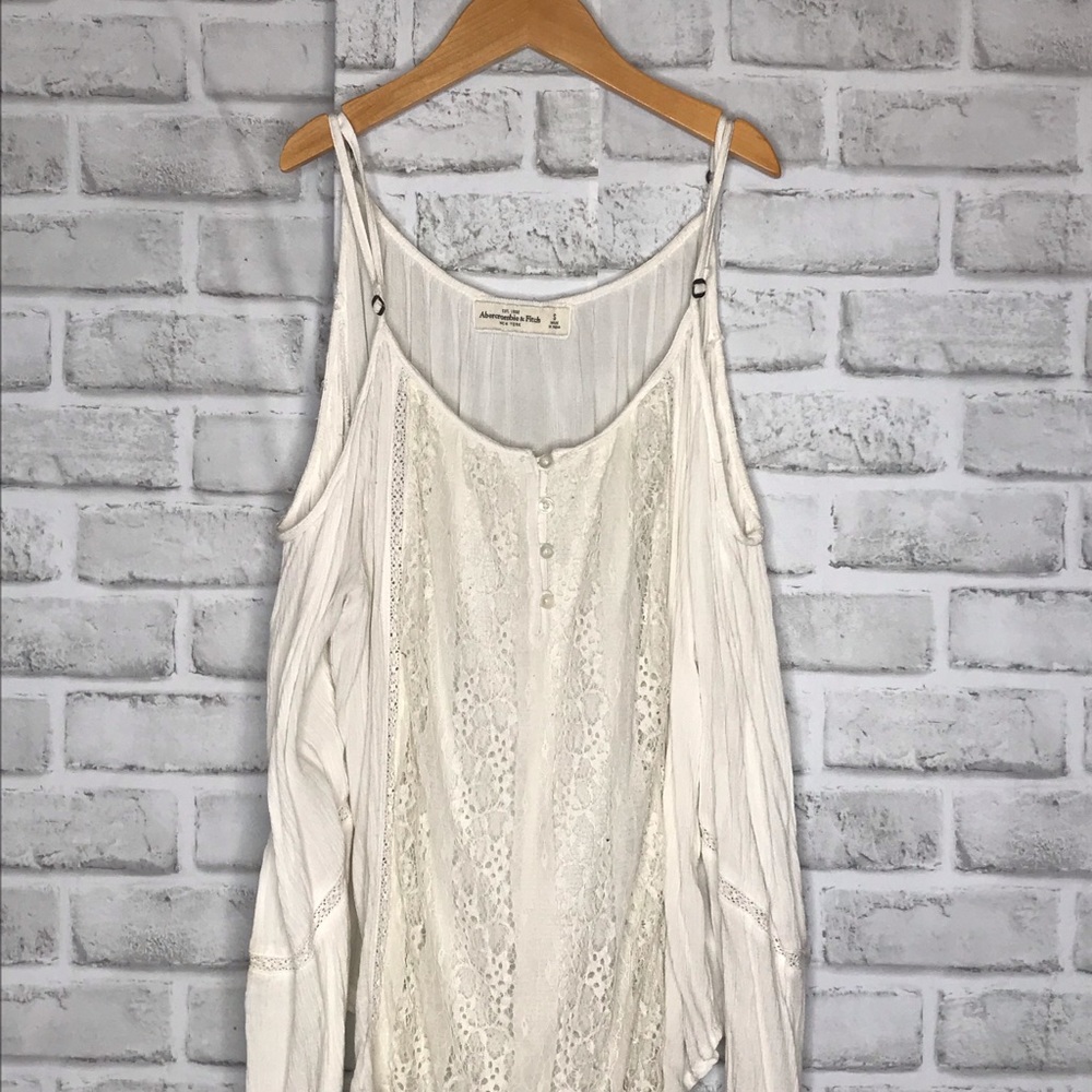 White Abercrombie and Fitch Bell Sleeve Top